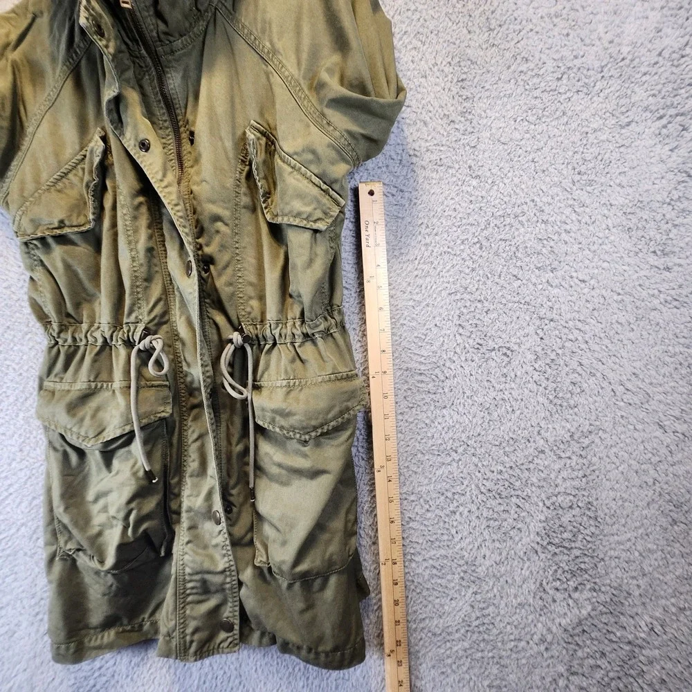 American Eagle Jacket Womens Small‎ Hooded Green Pockets Full Zip Snaps Utility